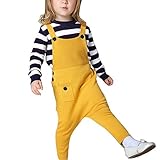 サロペット パンツ キッズ 子供 女の子 ロンパース ロングパンツ オーバーオール プレゼント hibote イエロー 90cm