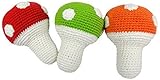 Cheengoo Hand Crocheted有機Rattles – Set of 3 Toadstools