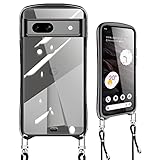 Google Pixel 7a 用の ケース ショルダー ストラップ Google Pixel7a 用の カバー 斜めかけ 肩掛け 首掛け クリア 韓国 ピクセル 7a スマホケース ブラック