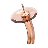 Dyconn Faucet WF1H10-AC Ribbon Glass Head Waterfall Bathroom/Vessel Faucet, 11.5-Inch, Antique Coppe