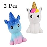 Anboor Squishies ユニコーン馬 かわいいソフトスローライジング香り付きスクイーズおもちゃ ストレス解消 子供のおもちゃデコレーション 小道具 (白 1 & 銀)