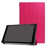 【Trocent】Fire HD 10 2017 ケース 三つ折 スタンド機能付き 手帳型 超薄型 Fire HD 10 2017 カバー 落下防止 衝撃吸収 内蔵マグネット開閉式 オートスリープ機能付き PUレザー (Fire HD 10 2017, 薔薇色)