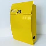 郵便ポスト郵便受け北欧風メールボックス壁掛けダイヤル錠付きプレミアムステンレスイエロー黄色ポストpm163