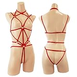 [ブラックオーメン] ボンテージ コスプレ オープンバスト 穴あき 穴開き 拘束 縛り（6129-41-赤色（レッド）、フリーサイズ） br762-f-6129-41-rd