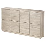 薄型収納 スクエア扉キャビネット ステラストレージ 8枚扉 (ホワイトオーク柄)