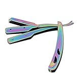 Healifty 折りたたみ剃刀ホルダープロフェッショナルチタンストレートエッジ安全