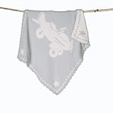 Barefoot Dreams CozyChic Scalloped Receiving Blanket Color: Blue & White Model: (Newborn, Child, Inf