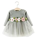 Vmasterstroke ワンピース ベビー 長袖 ベビードレス ふわふわ チュール切り替え ベビー服 赤ちゃん 子供 キッズドレス 女の子 フォーマル 幼児 七五三 出産祝い 結婚式 お宮参り 記