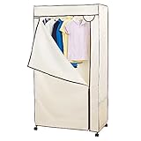ドウシシャ ハンガーラック ポリエステルカバー付き ワードローブ キャスター付 アイボリー 幅90×奥行50×高さ170cm HRC-9050 HRC-9050