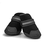 LIKOKLIN 犬靴 犬用メッシュシューズ ドッグブーツ ドッグくつ 小型犬 反射テープ付き 滑り止め 長靴 肉球保護 脱げにくい 散歩 通気性 犬用靴 犬くつ 犬のくつ 中型犬 4個入り ブラック (5#)