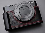 LIM'S メタルグリップレザーカメラハーフケース LE-MHCRX100BK (ブラック/レッド) SONY RX100M4 RX100M3 RX100M2用