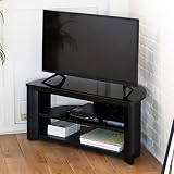 山善(YAMAZEN) テレビ台 テレビボード ラック ローボード 収納 コーナー 幅80×奥行39.5×高さ40cm 組立品 シャイニーブラック SHTE-800(SBK)