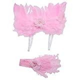 Junda ベビー キッズ ヘアバンド レース プレゼント 天使の翼 記念撮影 (ピンク)