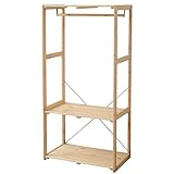 山善(YAMAZEN) 棚付き木製ハンガーラック 幅75 ナチュラル LWR-7415(NA)