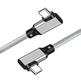 Type C to Type C ケーブル L字 Popolier (両端L型-グレー, 0.2m) 【20Gbps高速データ転送 /100W急速充電 PD対応 /4K@60Hz映像出力 】USB-C to USB-C ケーブル スマートフォン、タブレット、ノートパソコンのタイプｃ機種に対応