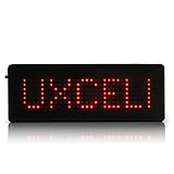 uxcell　LEDネームプレート　LED電光掲示板　デジタル　スクロール　レッド　ラベル　携帯式