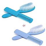 Manyao 2Pcs Baby Safety Soft Hair Brush Set Infant Comb Grooming Shower Design Pack (青)