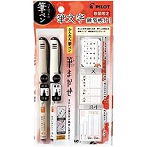 Amazon | パイロット PILOT 筆まかせ ブラック 細字・極細各1本 筆文字