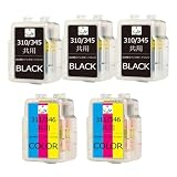 詰め替えインクカートリッジBC-310 BC-345BKブラックx3+BC-311 BC-346CL/3色カラー兼用x2計5本セット大容量 互換プリンターインク対応機種:PIXUS MP493 MP490 MP480 MP280 MP270 MX420 MX350 iP2700 TS3130S TS3130 TS203 TR4530