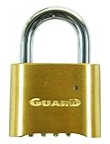 ガードセキュリティ55161 Padlock 4-dial Solid Brass Heavy Dutyソリッド真鍮リセット可能組み合わせClamshellパック、2 "