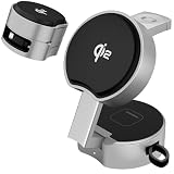 QISI ワイヤレス充電器 Qi2認証 巻き取りケーブル内蔵 3in1 急速充電スタンド iPhone/Android/Apple Watch/AirPods対応 折りたたみ式 スマホ最大15W／iWatch最大5W／AirPods最大5W (シルバー)