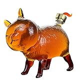 ウイスキーデキャンター、鉛フリーガラスキャットウイスキーボトル、750ML酒デキャンター、密封されたワインストッパー付き、ウイスキー、スコッチ、スピリッツ、ワイン、ウォッカ用