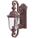 Minka Lavery 8990-61 1 Light Wall Mount in Vintage Rust Finish w/Mouth Blown Clear Hammered Glass [並