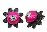 IndianShelfのセット2ハンドメイドセラミックネオンピンクProtiaドアノブ引き出しハンドルドレッサーPulls 6 Knobs 1.5" ピンク ASCRK-57-1-6