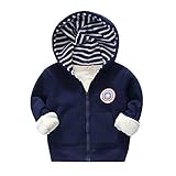 PANCY 子供服 秋冬 綿服 上質 防寒コート ジャケット フード付き 厚手 シンプル 裏起毛 男の子(120cm,ネイビー)