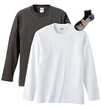 [ユナイテッドアスレ] UnitedAthle 長袖Tシャツ 2枚組 スポーツソックス付 ホワイト/チャコール L