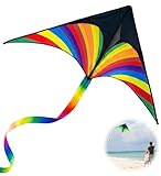 GOKEI カイト 凧 ビッグサイズ 長尾500cm 横幅140cm 上下70cm 凧糸巻100m 凧揚げ 組立簡単 折りたたみ スポーツ 外遊び キッズ 子供 家族 おもちゃ 玩具 レジャー ピクニック 公園 キャンプ 持ち運び楽 アウトドア スポーツトイ スカイスポーツ パラフォイルカイト プレゼント 子供の日 正月 GW 屋外 レインボー