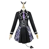 [milky time] ホロライブ 常闇トワ コスプレ レディース ハロウィン チェック 紫 制服