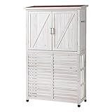 SINAPP 室外機カバー エアコン 収納庫付き室外機カバー 木製 収納 SIK2051 (ホワイト)