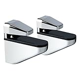 Alise 2個調節可能な木製/ガラスシェルフブラケット壁マウント、bl05 – 2p光沢クロム