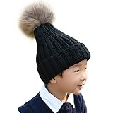 Wunes(TM)?新しいファッションシンプルな暖かいベビーベビー男の子と女の子のためのキャップ素敵な毛皮のボールのデザインの冬の帽子