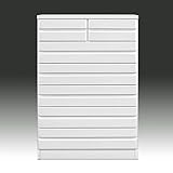 【日本製】シック 80cm幅6段ハイチェスト ホワイト 完成品