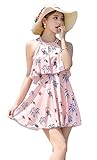 HIMOE 水着 親子 女の子 ママ ペアルック ワンピース風 2点セット スクール水着 スイムウエア 撮影服 紫外線対策 UVカット (Lサイズ, ママ-ピンク)