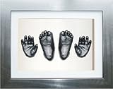 Anika-Baby Kit de moulage de pieds et de mains de bébé avec cadre boîte 3D brossé à passe-partout et