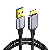 USB3.0 ケーブル Micro B ハードディスク ケーブル USB タイプAオス - マイクロBオス 5Gbps データ高速転送ケーブル 高耐久性 ナイロン編み外付けHDD/SSD,Blu-ray,BDドライブ,デジタルカメラ用 (1m)