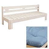 木製伸長式すのこソファベッド専用ふとん付 シングル 伸長式/ﾌﾚｰﾑ:ﾎﾜｲﾄｳｫｯｼｭ布団:ﾌﾞﾙｰｸﾞﾚｰ(BG21）