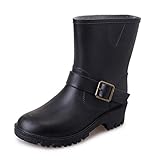 (モデルノ ラ テール) Moderno La Terre 雨 の日も オシャレ エンジニア レイン ブーツ ML-ERB ゆったり （B.マットブラック+バックル1　24ｃｍ 38BKB）