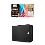 ハイセンス 55V型 倍速パネル搭載 4Kチューナー内蔵 液晶 テレビ 55E7H ネット動画対応 3年保証 2022年モデル + シーゲイト(SEAGATE) 外付ハードディスク 6TB テレビ録画/4K対応 データ復旧3年付 【PS5/PS4】動作確認済み 3年保証 静音 Expansion HDD STKP6000400