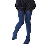 (靴下屋)kutsushitaya キッズ 80デニールスポンディッシュタイツ105cm(95〜115cm) インクブルー