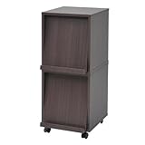 JKプラン Carmine スタッキングフラップシリーズ ディスプレイラック1P×2個組(キャスター付き） 幅37cm ダークブラウン fr-051ca-2-db