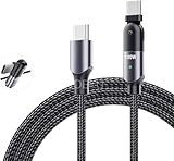 [BOEN] Type C to Type C USB PDケーブル180度回転 L型【PD-100W対応/20V/5A/480Mbps】100W急速充電対応 四重高耐久ナイロン 断線防止phone MacBook Pro/iPad Pro/Galaxy Sony/Switch/Xperia/Galaxy/Google Pixel 等Type-c端子付きの機種対応 (1.2M)