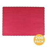 使い捨て14 x 10 "プレーンピンクレッドBurgundy用紙プレースマットwith Decorative Wavyスカラップエッジ[ 200パック]