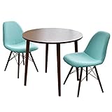タンスのゲン 【ダイニングテーブル 円形 ＋ イームズチェア 2脚 セット 】 2人用 80cm 円卓 天然木 カントリー 北欧 ブルー 11719211 BL