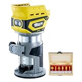 YOIbuy PRO 充電式トリマー マキタ18V互換 ブラシレスモータ搭載 5段階調整可能 6mm/6.35mm/8mmコレットコーム DIYビット6点セット付属 アルミ製ベース 本体のみ バッテリーと充電式が別売り YRT-PR-11