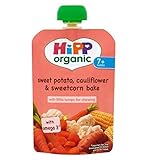HiPP Organic Sweet Potato, Cauliflower & Sweetcorn Bake 7+ Months 130g (Pack of 2) - ヒップ有機サツマイモ、カリフラ