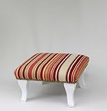 フットスツール　ストライプ　レッド　木製　オットマン フットレスト　足置き台